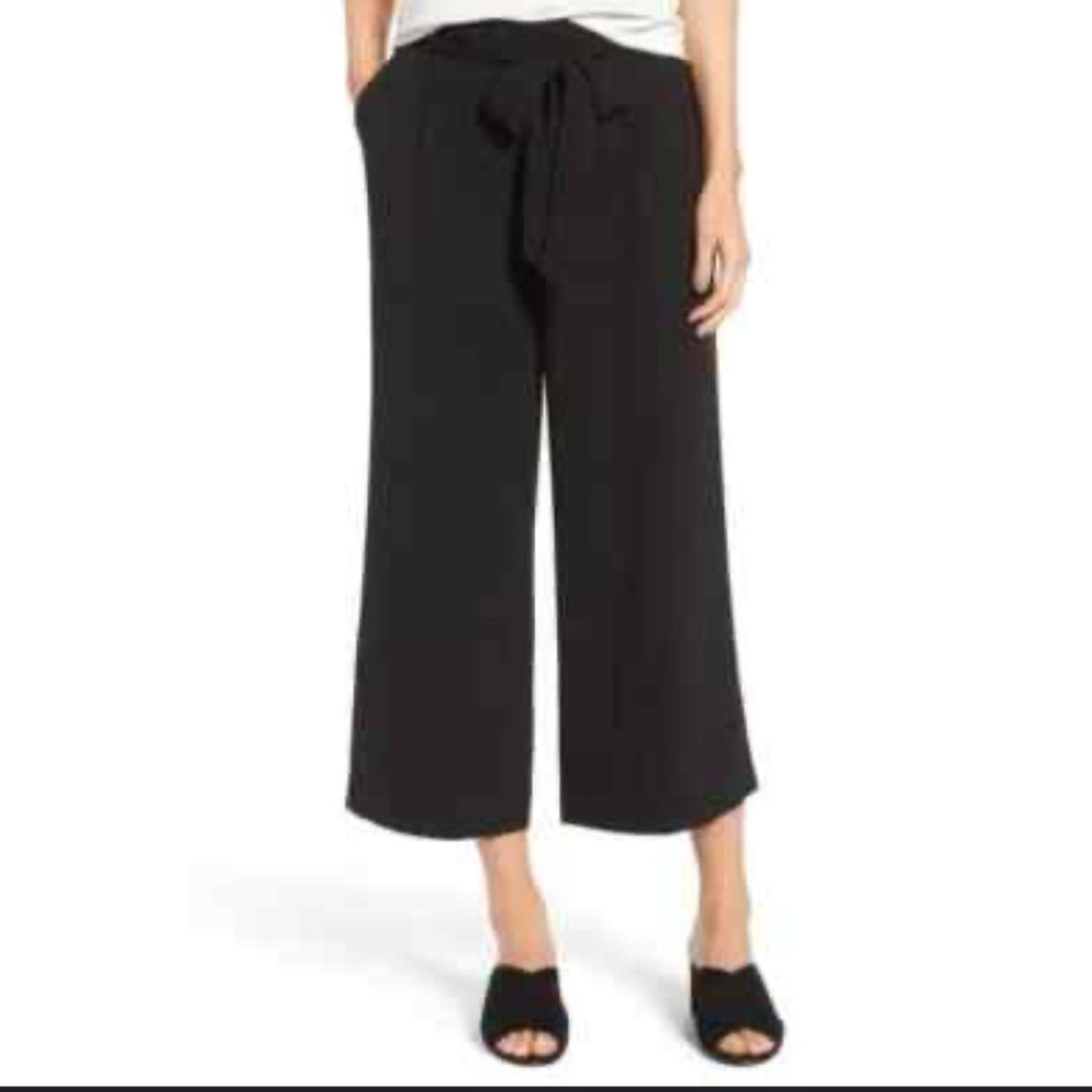 Halogen Black Wide-Leg Crop Women's Pants